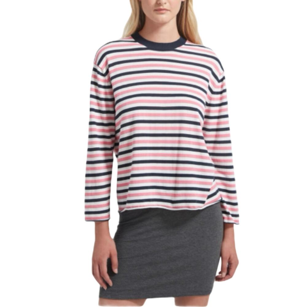 ATM Anthony Thomas Melillo Sweater Striped Long Sleeves Cotton Navy Pink XS NWOT
